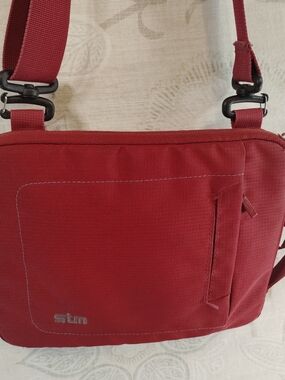 STM Maroon Laptop Crossbody Bag